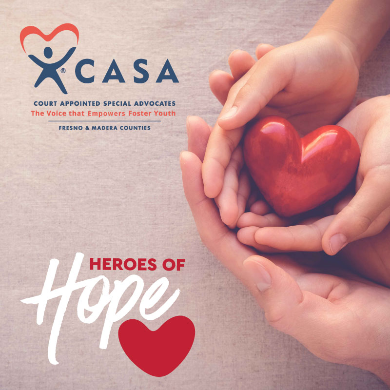CASA logo and hands cupping a heart.