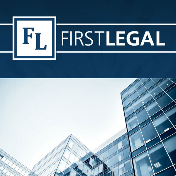 First Legal Logo with image of buildings.